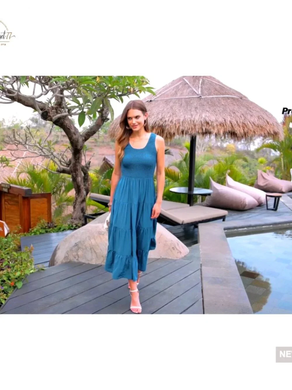 Maxi Sundress Smocked Tank Tiered Long Dress Sleeveless Casual Beach - Picture 7 of 7